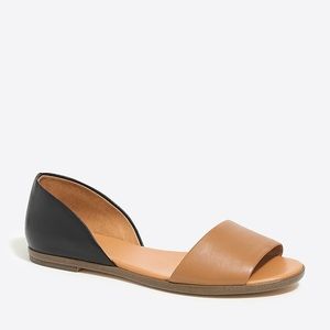 NWOT J. Crew Factory Morgan Leather Peep-Toe Flats